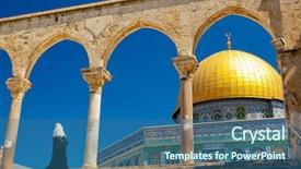  Presentation with woman muslim - Presentation design featuring muslim woman at the dome background and a  colored foreground