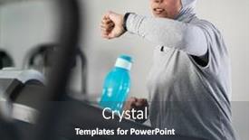  Presentation with running treadmill - Cool new presentation with muslim-woman-checking-her-heart backdrop and a dark gray colored foreground