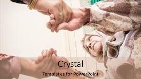  Presentation with woman muslim - Theme enhanced with muslim woman holding senior grandmother background and a coral colored foreground