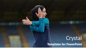  Presentation with islamic - Slides featuring muslim-woman-in-a-burqa background and a ocean colored foreground