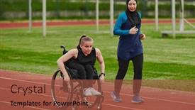  Presentation with course - Slide deck with muslim-woman-in-a-burqa background and a tawny brown colored foreground