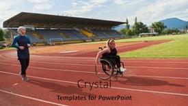  Presentation with course - Presentation theme consisting of muslim-woman-in-a-burqa background and a red colored foreground