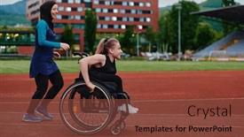  Presentation with marathon - Presentation design with muslim-woman-in-a-burqa background and a tawny brown colored foreground