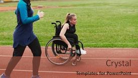  Presentation with marathon - Slide set consisting of muslim-woman-in-a-burqa background and a red colored foreground