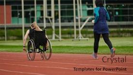  Presentation with marathon - PPT theme having muslim-woman-in-a-burqa background and a red colored foreground