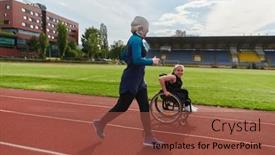  Presentation with course - Presentation having muslim-woman-in-a-burqa background and a tawny brown colored foreground