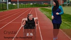  Presentation with marathon - Slide deck enhanced with muslim-woman-in-a-burqa background and a tawny brown colored foreground