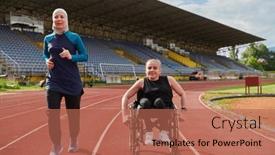  Presentation with course - Presentation design consisting of muslim-woman-in-a-burqa background and a coral colored foreground