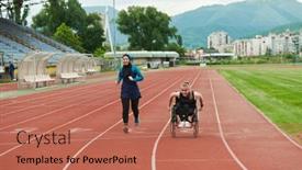  Presentation with marathon - Presentation enhanced with muslim-woman-in-a-burqa background and a coral colored foreground