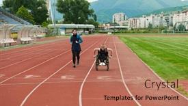  Presentation with course - Theme consisting of muslim-woman-in-a-burqa background and a coral colored foreground