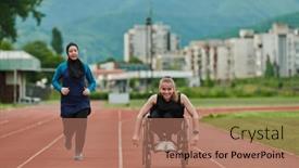  Presentation with marathon - Slide set featuring muslim-woman-in-a-burqa background and a coral colored foreground