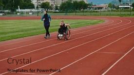 Presentation with marathon - Slide set featuring muslim-woman-in-a-burqa background and a tawny brown colored foreground