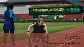  Presentation with course - Presentation theme featuring muslim-woman-in-a-burqa background and a tawny brown colored foreground