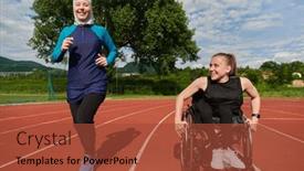  Presentation with marathon - PPT theme featuring muslim-woman-in-a-burqa background and a red colored foreground