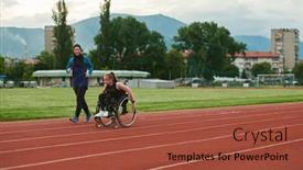  Presentation with marathon - Slide deck enhanced with muslim-woman-in-a-burqa background and a red colored foreground