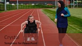  Presentation with marathon - PPT theme having muslim-woman-in-a-burqa background and a tawny brown colored foreground