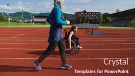  Presentation with woman muslim - Theme featuring muslim-woman-in-a-burqa background and a tawny brown colored foreground
