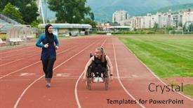  Presentation with marathon - PPT layouts having muslim-woman-in-a-burqa background and a coral colored foreground