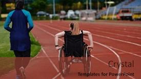  Presentation with course - Presentation design having muslim-woman-in-a-burqa background and a tawny brown colored foreground