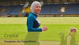  Presentation with marathon - Presentation having muslim-woman-in-a-burqa background and a yellow colored foreground