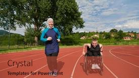  Presentation with marathon - PPT layouts enhanced with muslim-woman-in-a-burqa background and a red colored foreground
