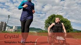  Presentation with course - Presentation theme with muslim-woman-in-a-burqa background and a red colored foreground