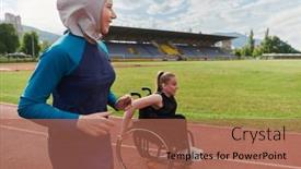  Presentation with marathon - Slide set having muslim-woman-in-a-burqa background and a red colored foreground
