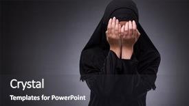  Presentation with muslim - PPT theme featuring muslim woman in black dress background and a dark gray colored foreground