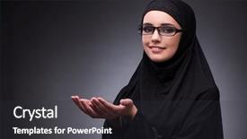 Presentation with woman muslim - Amazing theme having muslim woman in black dress backdrop and a  colored foreground