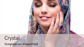  Presentation with woman muslim - PPT layouts featuring muslim woman in fashion concept background and a lemonade colored foreground