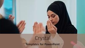  Presentation with iftar - Presentation theme with muslim-woman-making-iftar-dua background and a coral colored foreground