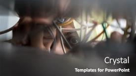  Presentation with cables - Presentation design featuring muslim woman repairing cables in data center background and a dark gray colored foreground