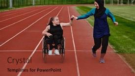  Presentation with disability - Slide set featuring muslim-woman-wearing-a-burqa background and a tawny brown colored foreground