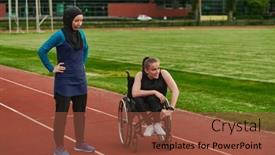  Presentation with disability - Slide set having muslim-woman-wearing-a-burqa background and a tawny brown colored foreground