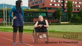  Presentation with disability - PPT theme enhanced with muslim-woman-wearing-a-burqa background and a red colored foreground