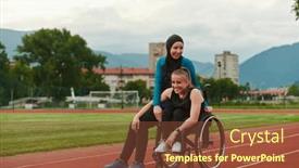  Presentation with disability - PPT theme having muslim-woman-wearing-a-burqa background and a tawny brown colored foreground