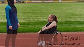  Presentation with disability - Presentation theme consisting of muslim-woman-wearing-a-burqa background and a tawny brown colored foreground