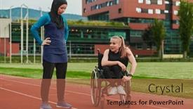  Presentation with disability - Presentation design consisting of muslim-woman-wearing-a-burqa background and a red colored foreground