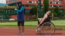  Presentation with disability - PPT layouts with muslim-woman-wearing-a-burqa background and a tawny brown colored foreground