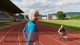 Presentation with disability - PPT theme with muslim-woman-wearing-a-burqa background and a tawny brown colored foreground