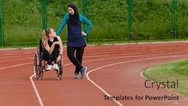  Presentation with disability - Presentation theme having muslim-woman-wearing-a-burqa background and a coral colored foreground
