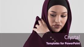  Presentation with diverse people - Slide set enhanced with muslim-woman-wearing-modern-stylish background and a wine colored foreground