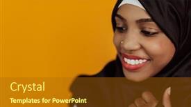  Presentation with woman muslim - Presentation theme with muslim-woman-with-a-beautiful background and a  colored foreground