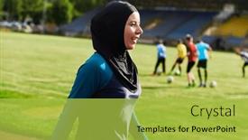  Presentation with islamic muslim - Presentation design with muslim-woman-with-a-burqa background and a yellow colored foreground