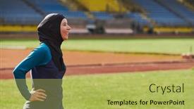  Presentation with islamic muslim - PPT theme having muslim-woman-with-a-burqa background and a yellow colored foreground