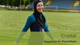  Presentation with islamic muslim - Presentation theme having muslim-woman-with-a-burqa background and a gold colored foreground