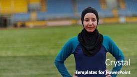  Presentation with islamic muslim - PPT layouts having muslim-woman-with-a-burqa background and a navy blue colored foreground