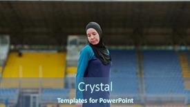  Presentation with islamic muslim - Slide set featuring muslim-woman-with-a-burqa background and a ocean colored foreground