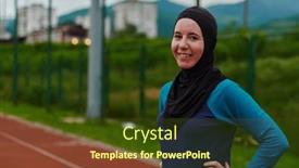  Presentation with islamic muslim - Presentation theme enhanced with muslim-woman-with-a-burqa background and a tawny brown colored foreground