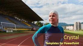  Presentation with islamic muslim - PPT layouts having muslim-woman-with-a-burqa background and a tawny brown colored foreground